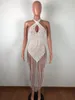 summer Crochet hollow out tassel Beach Cover up dress sexy women bikini swimsuit Cover-ups bathing suit Coverup Robe Plage