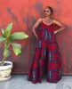 ISAROSE Sleeveless Jumpsuits for Women Summer V Neck African Batik Rich Printed Full Length Wide Pant One-piece Jumpsuit 210422