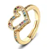 2021 Fashion 6 stilar Hjärtformade ringar för kvinnor Guldfärg Justerbar Ring Bästa Party Bröllopsjubileum Smycken Gift