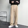 Men Suit Pants Solid Full Baggy Casual Wide Leg Trousers for Men Khaki Black White Japanese Style Streetwear Oversize Pants Man 220311