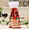 Noël Buffalo Plaid Bouteille De Vin Couvre avec Manchette En Fausse Fourrure Xmas Cadeau Sacs Maison Dîner Fête Table Décor XBJK2108