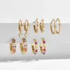 Fashion Simple Metal Gold Female Cartilage Clip on Screw Back Earings Round Ear Cuff Rhinestone Beautiful Girl Earrings Jewelry