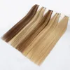 Alimagisk osynlig tejp i hårförlängning Remy mänsklig hud väft Virgin naturlig svart brun blondin 613 100g 40pieces 14 "-26" Mjuk raka brasiliansk indian