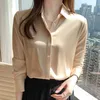 Lente Plus Size Losse Chiffon Blouse Lange Mouw Satijn Shirt Casual S Solid Office Dames Tops Blusas 12803 210508