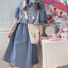 Kawaii 2pcs Set Japonais Fille Mignon Plaid Daisy Gilet Robe Deux Pièces Femme Douce Âge Réduction Costume Femmes Robe D'été Studengt 210619
