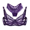 Conjuntos de sutiãs Sexy Transparente Feminino Conjunto de Sutiã Lingerie Ultrafino e Calcinha Bralette de Renda Cueca B Cupwear2486