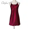 Summer Women Satin Slip Sexy Spaghetti Strap Vit Burgundy Silk Mini Dress Plus Storlek L-6XL 210415