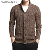 Varsnaol varumärke tröja män v-nacke solid smal passform stickning mens tröja cardigan manliga höst mode casual toppar s 210601