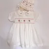 Baby Girl Smocked White Dress Children Handmade Smocking Royal Dresses Kids Spanish Embroidery Frocks Infant Boutique Clothes 210615