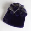 Stil Blume Design Rex Pelz Hüte Winter Frauen Echte Kappen Dame Mode Warme 100% Natürliche Echte Hut Beanie/Schädel oliv22