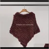 Wraps Hoeden, Handschoenen Mode Aessoires Drop Levering 2021 Dames Lente Herfst Knit Echte Poncho Sjaals Real Natural Rabbit Fur Sjaal Pashm