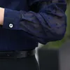 Camicia blu navy Donna Primavera Fashion Design Bottoning Bow Camicette a maniche lunghe slim Office Lady Top da lavoro formale 210604