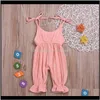 Jumpsuitsrompers Vêtements Bébé Maternité Drop Delivery 2021 Baby Sling Barboteuses 6 Design Été Sans Manches Bow Strap Coton À Volants Pli Dentelle J