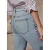Amii Minimalisme Printemps Causal Jeans Femme Offical Lady Taille Haute Slim Fit Ankel-longueur Bleu Clair Femme Pantalon 12140167 210629