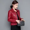 Autumn Women Black Slim Cool Lady motorcycle Leather Jacket Sweet Female Spring Button Short Outwear Fashion Coat