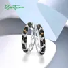 SANTUZZA pur 925 boucles d'oreilles en argent sterling pour femmes noir spinelle jaune blanc zircon cubique glamour à la mode bijoux fins 29368882