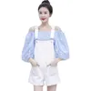 Short femme petit Super fée haut blanc Denim sac à dos costume Style étranger réduction d'âge été Version coréenne en vrac