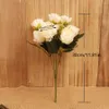 NEW Beautiful Peony Artificial Flowers White Bouquet for Wedding Home Decoration Vintage Silk Fake Flower Christmas Decor Wreath Y0630