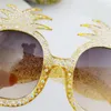 Mincl / 2021 ananasformad diamant solglasögon kvinnor mode kristall rund solglasögon kvinnlig unik glasögon fml