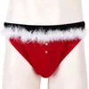 NXY Slip e mutandine Mens Exotic Christmas Underpants Red Velvet Gay Sexy Clubwear Underwear T Back G String Thongs Jockstraps maschili 1126