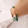 Designer Collier Bijoux De Luxe Vintage Malachite Perles Feuille Verte Perle pour Femmes Personnalité De La Mode Boucle En Métal Tour De Cou