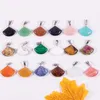 Natural Crystal Rose Quartz Tigers Eye Stone Charms Fan Shape Pendant For DIY Earrings Necklace Jewelry Making ACC