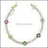 Link, Chain Bracelets Jewelry Spring Arrived Fashion M Prong Set Cz Tennis Rainbow Daisy Flower Charm Colorf Bracelet 210619 Drop Delivery 2