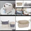 Organiza￧￣o de limpeza de armazenamento Home Gardenstorage cesta de linho croch￪ artesanal para roupas naturais de tecidos Baby Toys Roupos de roupas infantis