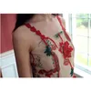 Arrival Fashion Runway Vintage Summer Long Dress Women's Spaghetti Strap Gorgeous Red Mesh Floral Embroidery 210520