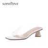 SOPHITINA Women's Sandals Special Heels Sexy Transparent Square Toe Yellow White Summer Fashion Female Womens Shoes PO658 210513