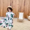 Новая Летняя детская одежда Корейский стиль девушки платье цветок чисто хлопковое платье мать дочь соответствующее платье костюм принцессы Q0716