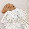 Sommarflickor klänningar mode koreanska lykta ärm prinsessa klänning toddler tjejer kostym liten flicka kläder baby barn klänning g1215