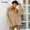 Furry Teddy Fur Coat Kobiety Zima Turndown Collar Luźna Kurtka Casual Streetwear Pluszowy Ciepły Gruby Płaszcz 210414