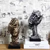 Hars Silence Standbeeld Samenvatting Statuettes Zeg geen hoormasker beeldhouwkunst voor kantoor Vintage Home Decor 210414