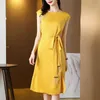 Summer Korean Fashion Silk Dresses Women Short Sleeve Office Lady Bodycon Plus Size Sheath Vintage 210531