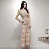 Abiti casual 2021 l'abito da donna in pizzo autunnale manica lunga o-collo moda vintage elegante coreano abiti da festa sexy da donna