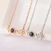 Подвесные ожерелья Ufooro Fashion Love Leat Письмо циркон ожерелье для женщин свадебные украшения созданы подарки на день матери