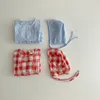 Kore tarzı bebek erkek tulumlar bahar giyim seti ücretli tulum + kap 2 adet kız giysileri 210429