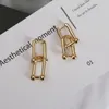 925 Sterling Silver U-Shape Earrings for Women Creative Hoop Earring Fine Jewelry Prevent Allergy S-E1369