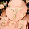 Boucles d'oreilles collier Missvikki luxe plume de paon grand bracelet bague ensembles de bijoux 4 pièces pour les femmes spectacle de fête de mariage de haute qualité