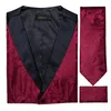 Gilets pour hommes Hommes Costume Gilet Cravate Ensemble Rouge Soie Bussiness Robe De Soirée De Mariage Cravate Hankerchief Boutons De Manchette Homme Casual Sleevess234c