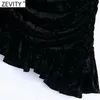 Damska Design Velvet Plised Asymmetrical Spódnica Faldas Mujer Panie Powrót Zipper Vestidos Chic Ruffles Spódnice Qun722 210416