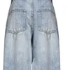 Light Blue Wide Leg Jeans Belt Water Drill Diamond Loose Plus Size Pants Women Mall Goth Spring And Summer GX837 210421