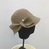 2019 Autumn and Winter Bucket Basin of Bowknot Pearl Wool Hat Fashion Warme