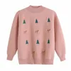 Herbst und Winter Frauen Weihnachtsbaum Hirsch Jacquard Stickerei Lose Pullover Imitation Nerz Velvet Pullover 210521