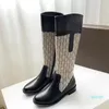 Luksusowo-Moda Dopasowanie Kolor Okrągły Głowy Kobiety Długie Buty Kobiet Dorywczo Dziki Non Slip Leather Women Boots Cowboy But