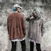 洗った穴リッピングニットのセーター女性の街路壁のヒップホッププルオーバージャンパーファッション特大オールマッチの男性冬服