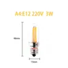 Bulbos Mini E14 E12 LED Geladeira Filament Filament Light Cob Dimmable 3W Lâmpada Quente / Frio Lâmpadas Brancas Iluminação
