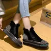 Kadın Ayak Bileği Botlar Flats Takozlar Ayakkabı Kadın Vintage Kış Sıcak Sonbahar Sonbahar Ayakkabı Chaussures Femme Zapatos Mujer Üzerinde Kayma