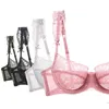 NXY SEXY SETBLACK Women's Transparenta Lace Underkläder BH och Panty Set Plus Size Ultra Thin See Through Women Sexy Underkläder Rosa Grön Vit 1128